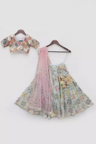 Off white embroidered lehenga set