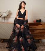 Black printed skirt set