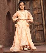 Peach sequence embroidery jacket lehenga set