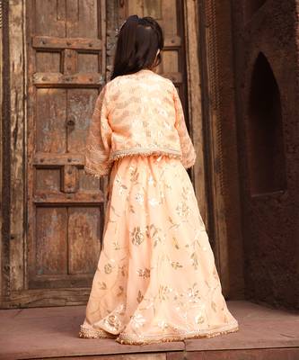 Peach sequence embroidery jacket lehenga set 2