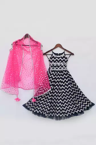 Dark blue lehenga set