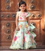 Pista green embroidered skirt set