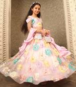 Lilac sequence flower embroidery lehenga set