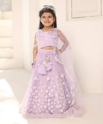 Lilac embroidred lehenga set with dupatta 1