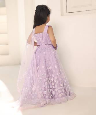 Lilac embroidred lehenga set with dupatta 2