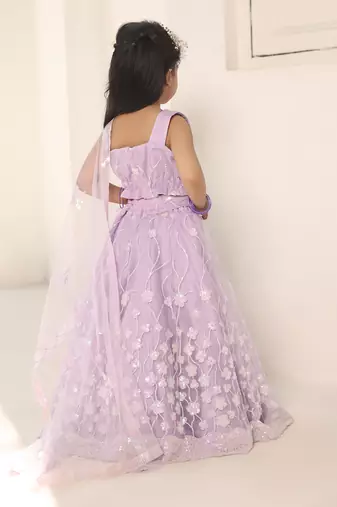 Lilac embroidred lehenga set with dupatta