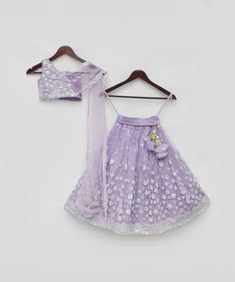 Lilac embroidred lehenga set with dupatta 3