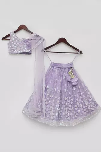 Lilac embroidred lehenga set with dupatta
