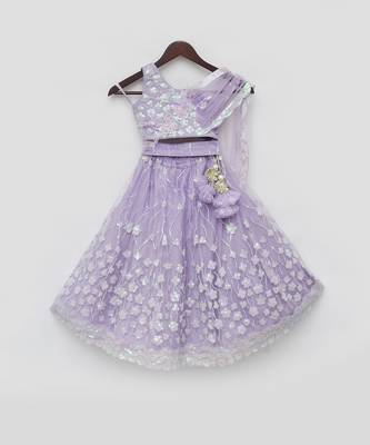 Lilac embroidred lehenga set with dupatta 4