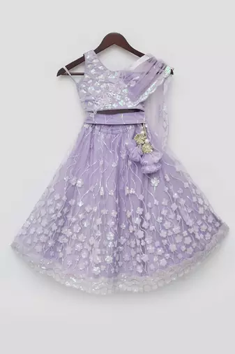 Lilac embroidred lehenga set with dupatta