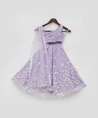 Lilac embroidred lehenga set with dupatta 5