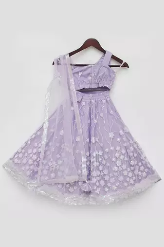 Lilac embroidred lehenga set with dupatta