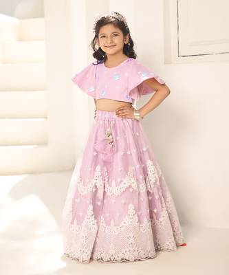 Lilac embroidred lehenga set 1