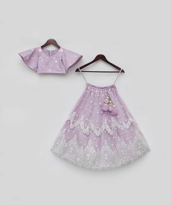 Lilac embroidred lehenga set 3