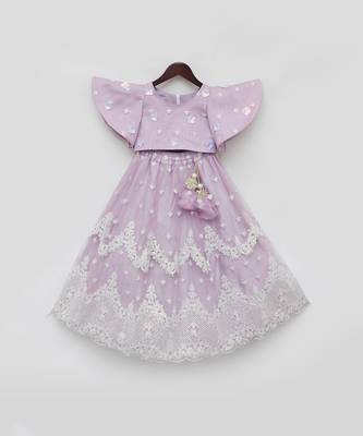Lilac embroidred lehenga set 4