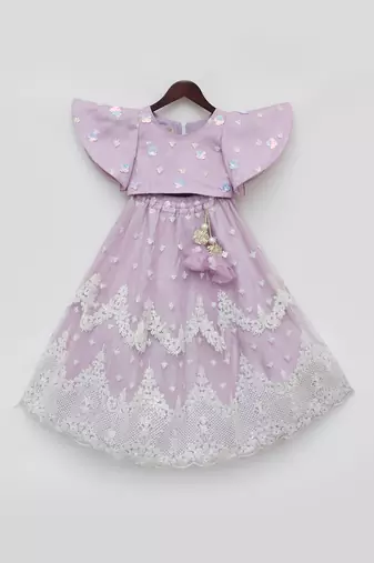 Lilac embroidred lehenga set