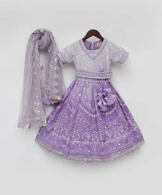 Purple sequence embroidery lehenga set 2