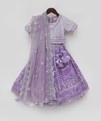 Purple sequence embroidery lehenga set 3