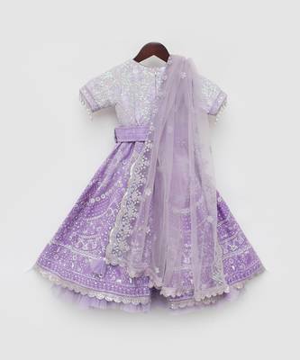 Purple sequence embroidery lehenga set 4