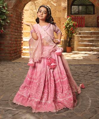 Pink sequence embroidery lehenga set 1