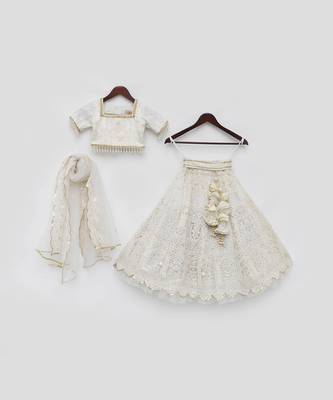 Off white sequence embroidery lehenga set 3