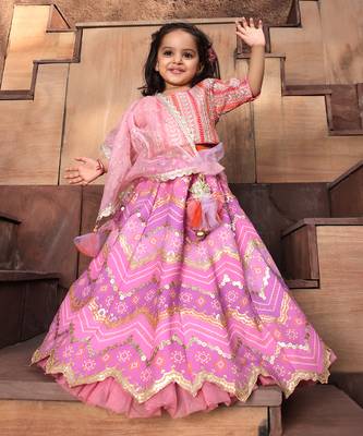 Pink & purple embroidred lehenga set 1