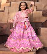 Pink & purple embroidred lehenga set