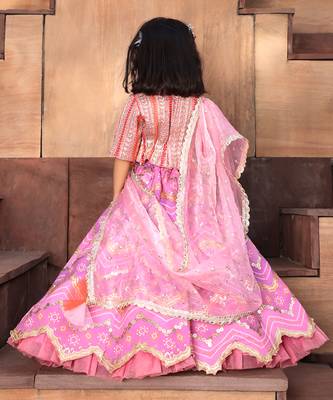 Pink & purple embroidred lehenga set 2