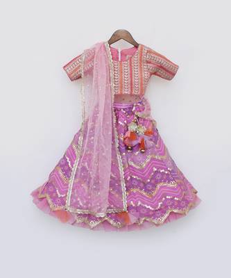Pink & purple embroidred lehenga set 4