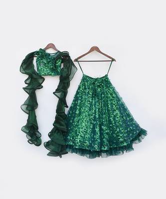 Green butterfly lehenga set 3