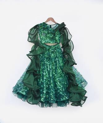 Green butterfly lehenga set 4