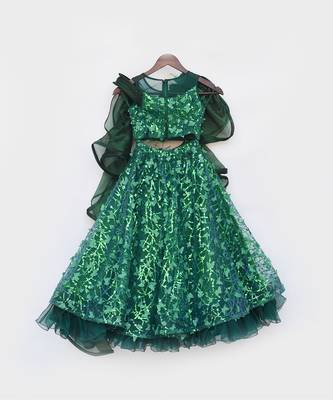 Green butterfly lehenga set 5
