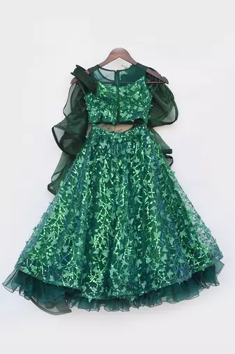 Green butterfly lehenga set
