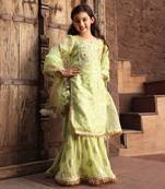Pista green embroidery sharara set