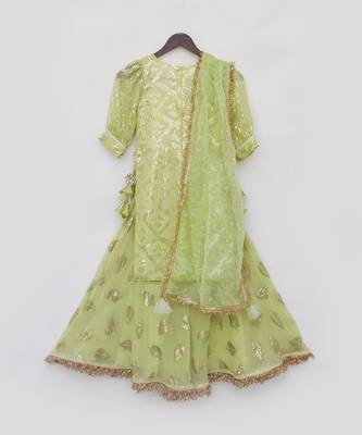 Pista green embroidery sharara set 5