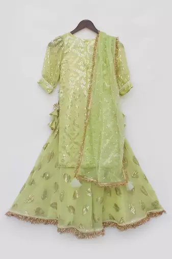 Pista green embroidery sharara set