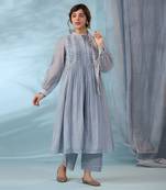 Blue sea smocked kurta set