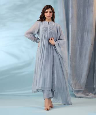 Pigeon blue water lily kurta set 1