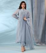 Pigeon blue water lily kurta set