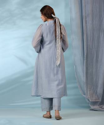 Blue sea smocked kurta set 3