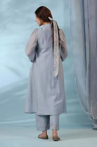 Blue sea smocked kurta set