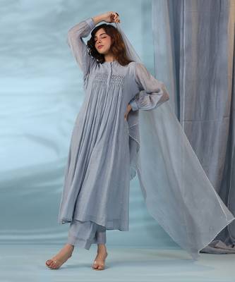 Pigeon blue water lily kurta set 2