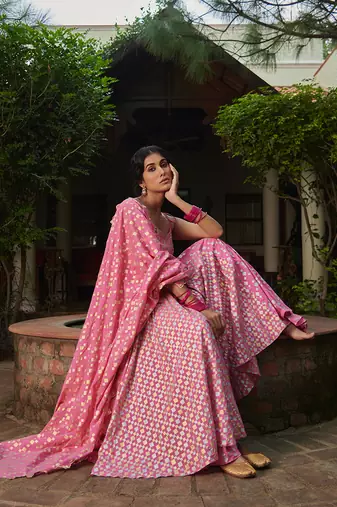 Pink Simrat Kalidar Set