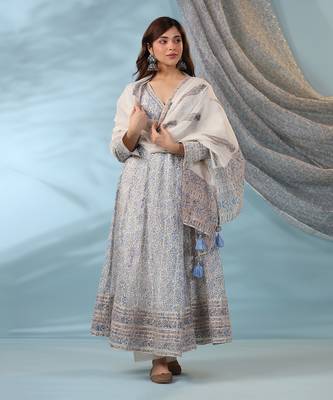 Off white & blue innayat blue anarkali set 1