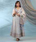 Off white & blue innayat blue anarkali set