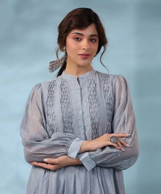 Blue sea smocked kurta set 4