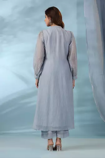 Pigeon blue water lily kurta set