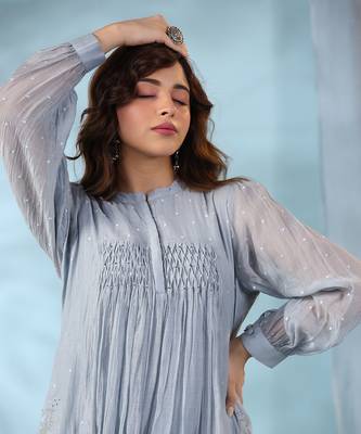 Pigeon blue water lily kurta set 4