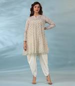 Ocean blue carnation dhoti set