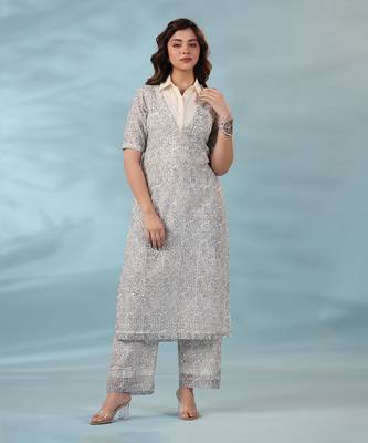 Off white blue ocean boss kurta set 1